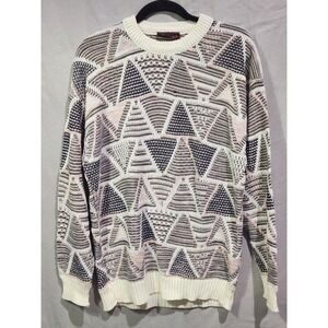 VTG 90s Bachrach Sweater Mens Medium Tan Peach Black Coogie Style Cosby Grandpa